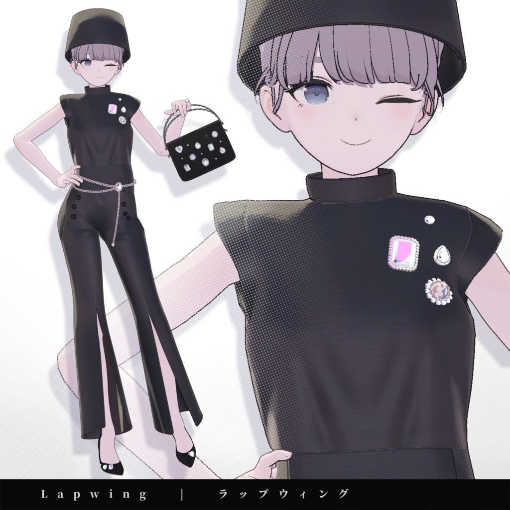 【15アバター対応】キラキラ大粒ビジューつき☆華やか魅せパンプス【VRC想定衣装】