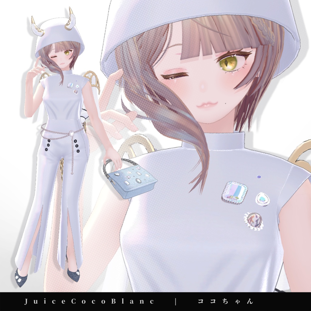 【15アバター対応】キラキラ大粒ビジューつき☆華やか魅せパンプス【VRC想定衣装】