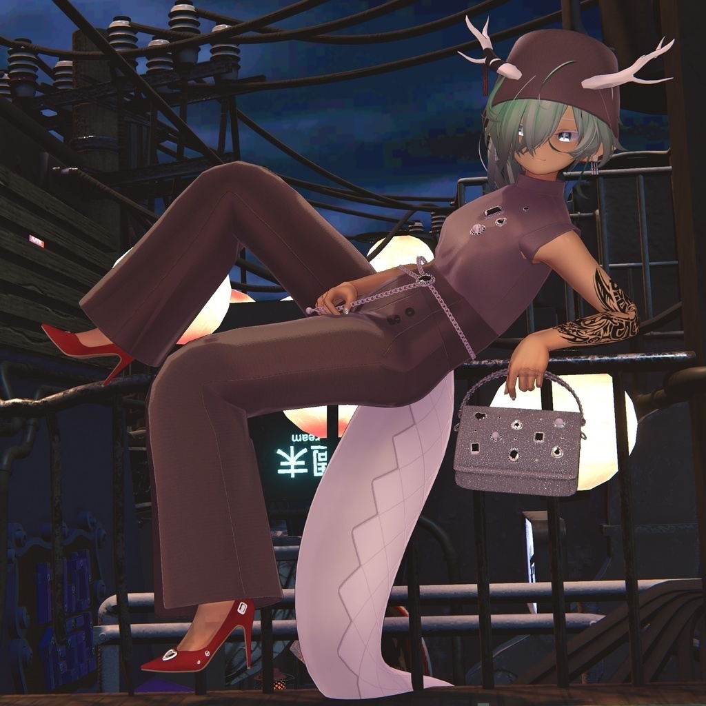 【15アバター対応】キラキラ大粒ビジューつき☆華やか魅せパンプス【VRC想定衣装】