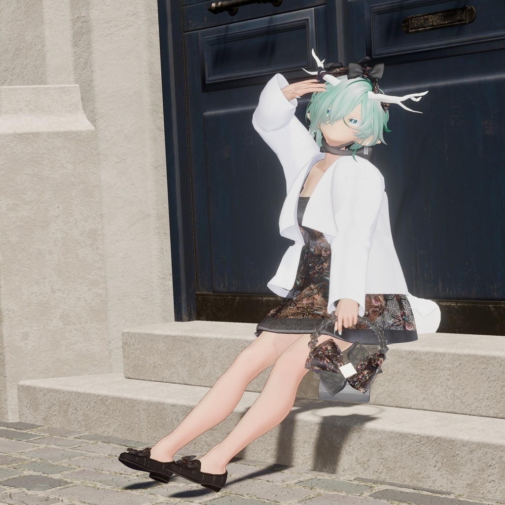 【15アバター対応】ブーケコレクション☆ふんわりリボンローファー【VRC想定衣装】