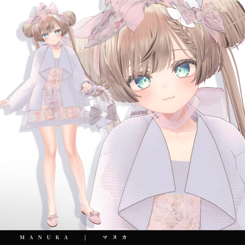 【15アバター対応】ブーケコレクション☆ふんわりリボンローファー【VRC想定衣装】