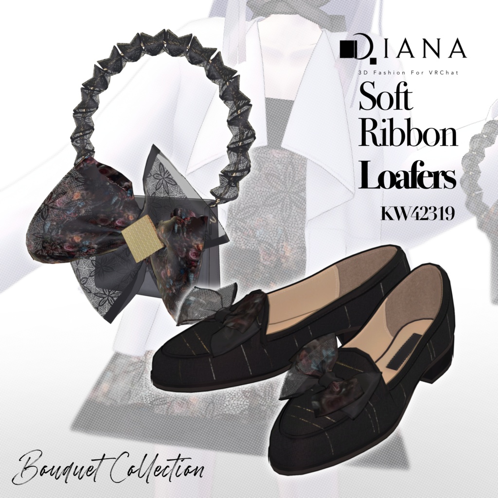 【15アバター対応】ブーケコレクション☆ふんわりリボンローファー【VRC想定衣装】