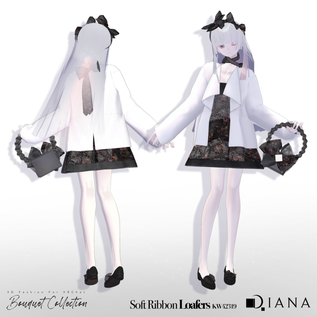 【15アバター対応】ブーケコレクション☆ふんわりリボンローファー【VRC想定衣装】