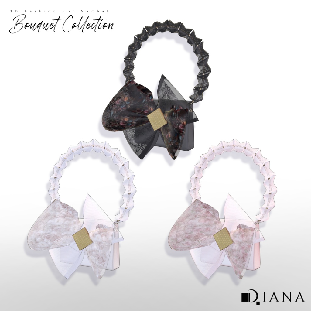 【15アバター対応】ブーケコレクション☆ふんわりリボンローファー【VRC想定衣装】