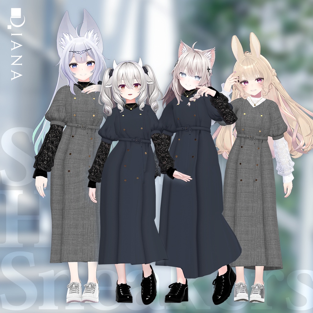 【12アバター対応】キレイ目☆ヒールアップスニーカー【VRC想定衣装】