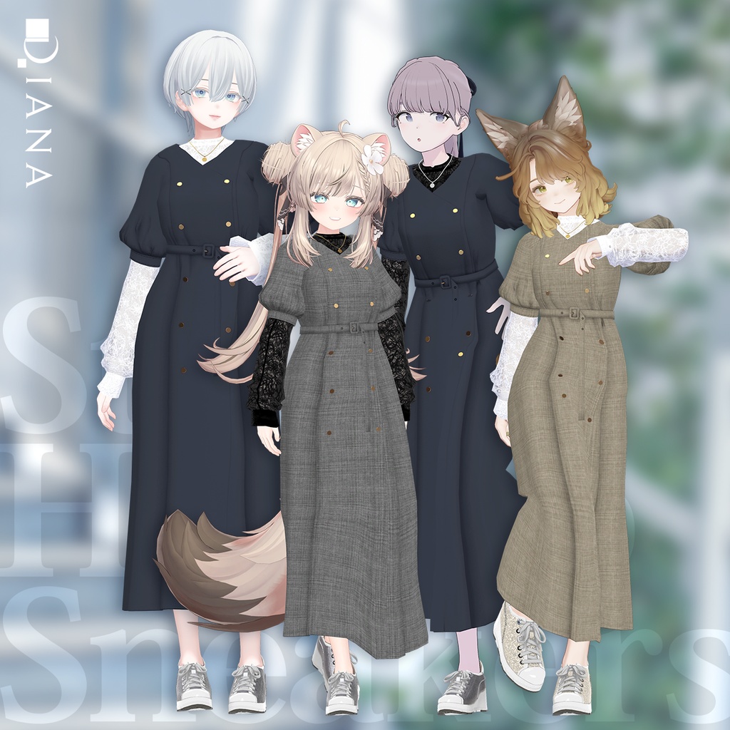 【12アバター対応】キレイ目☆ヒールアップスニーカー【VRC想定衣装】