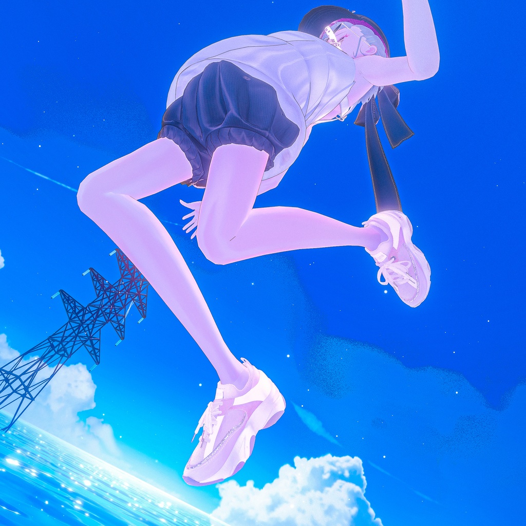 【13アバター対応】ひゅうがなつみかんコラボ☆異素材コンビスニーカー【VRC想定衣装】