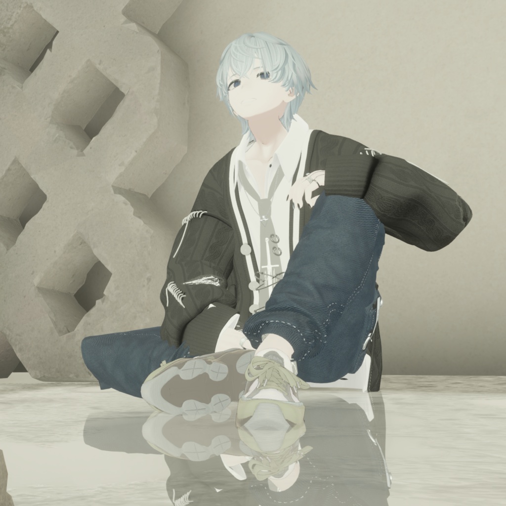 【13アバター対応】ひゅうがなつみかんコラボ☆異素材コンビスニーカー【VRC想定衣装】