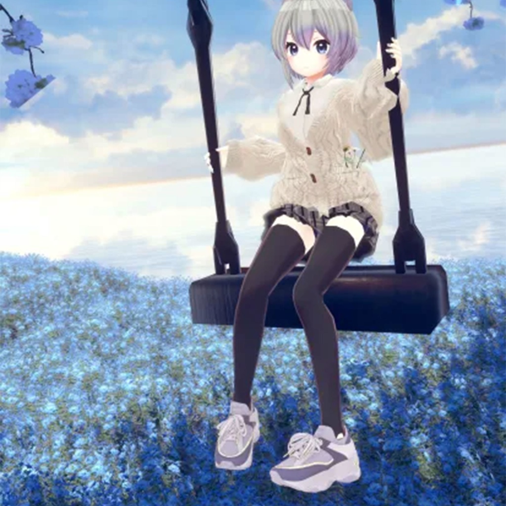 【13アバター対応】ひゅうがなつみかんコラボ☆異素材コンビスニーカー【VRC想定衣装】