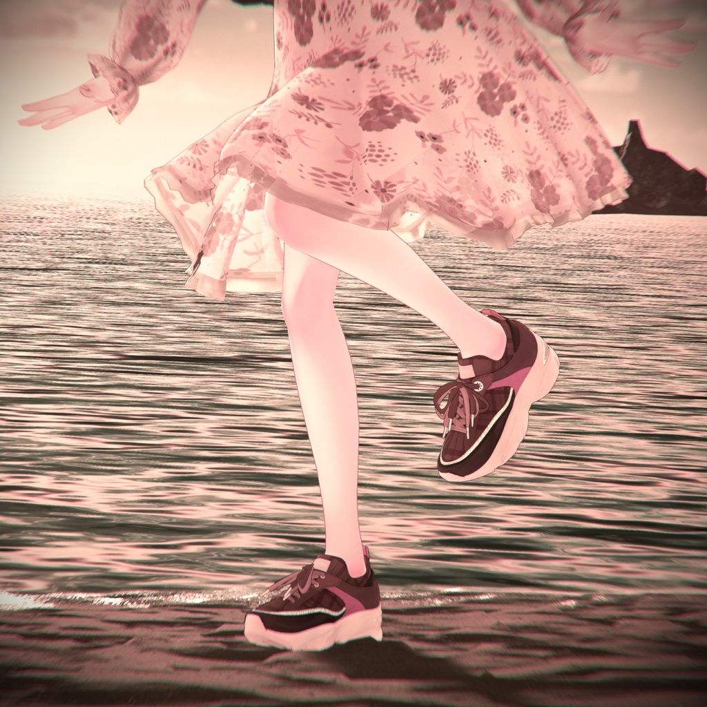 【13アバター対応】ひゅうがなつみかんコラボ☆異素材コンビスニーカー【VRC想定衣装】