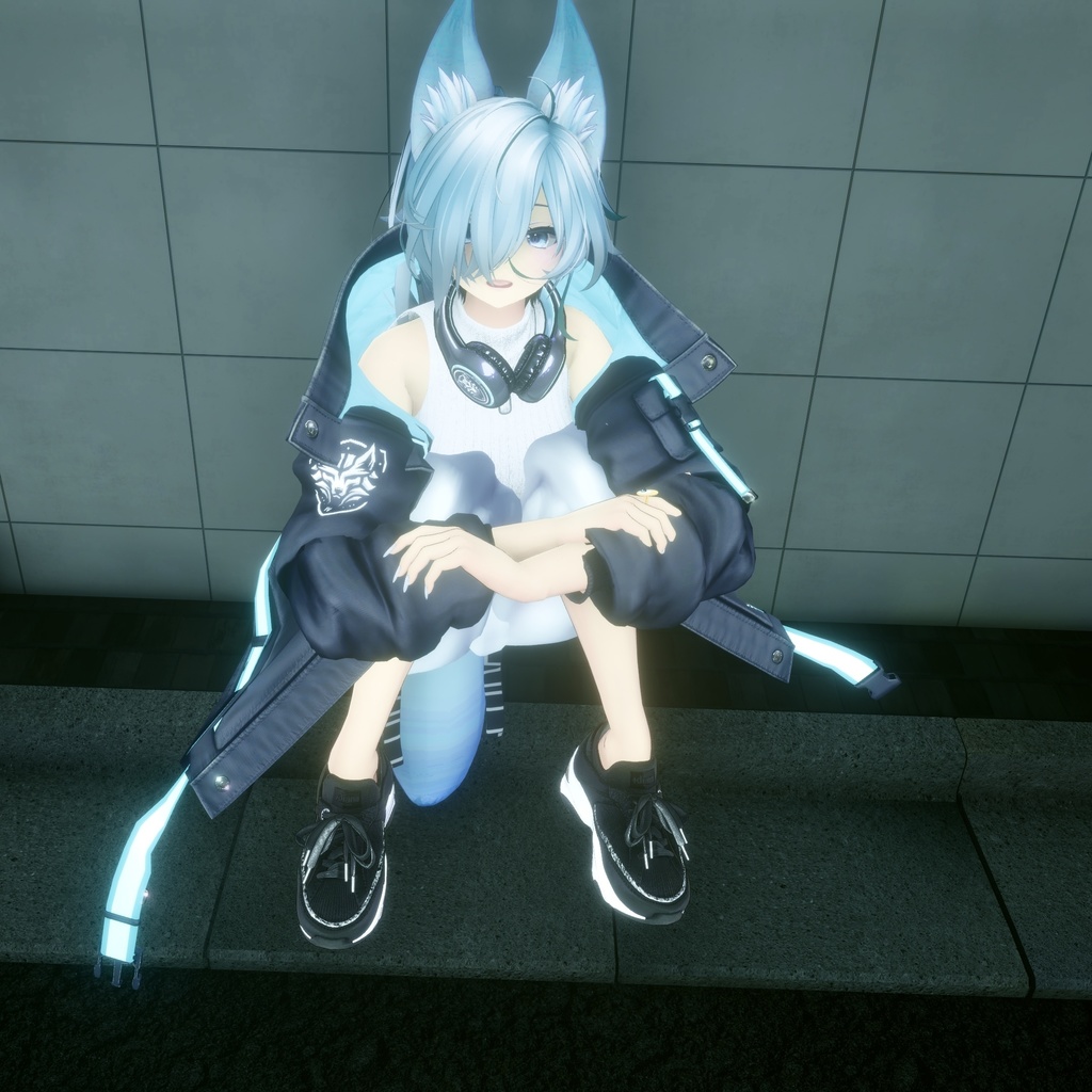 【13アバター対応】ひゅうがなつみかんコラボ☆異素材コンビスニーカー【VRC想定衣装】