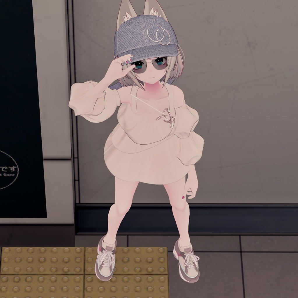 【13アバター対応】ひゅうがなつみかんコラボ☆異素材コンビスニーカー【VRC想定衣装】