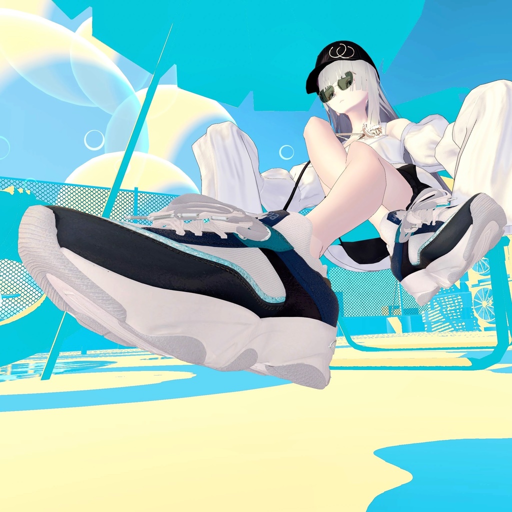 【13アバター対応】ひゅうがなつみかんコラボ☆異素材コンビスニーカー【VRC想定衣装】