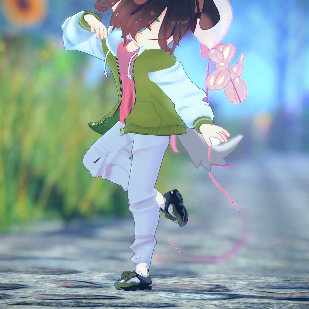 【13アバター対応】ひゅうがなつみかんコラボ☆異素材コンビスニーカー【VRC想定衣装】