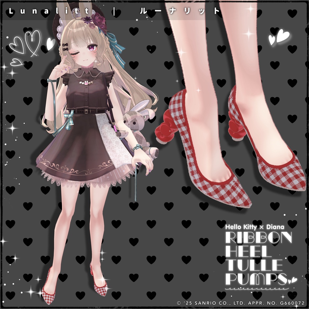 【ハローキティ×ダイアナ】リボンヒールチュールパンプス【20アバター対応】