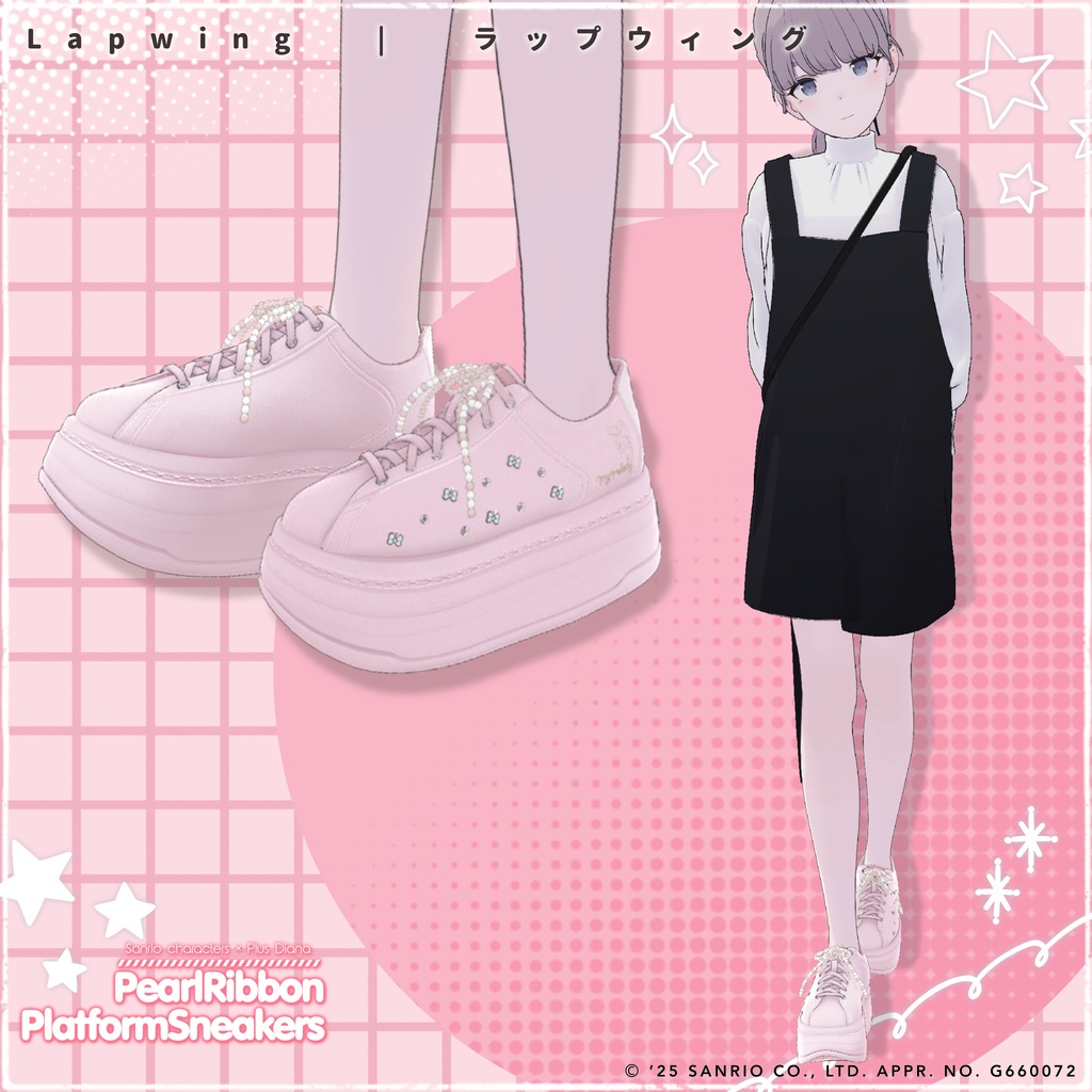 【サンリオキャラクターズ×プラスダイアナ】パールリボン厚底プラットフォームスニーカー【20アバター対応】