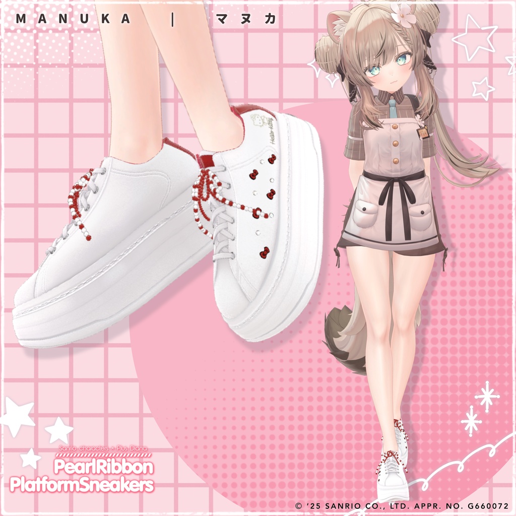 【サンリオキャラクターズ×プラスダイアナ】パールリボン厚底プラットフォームスニーカー【20アバター対応】