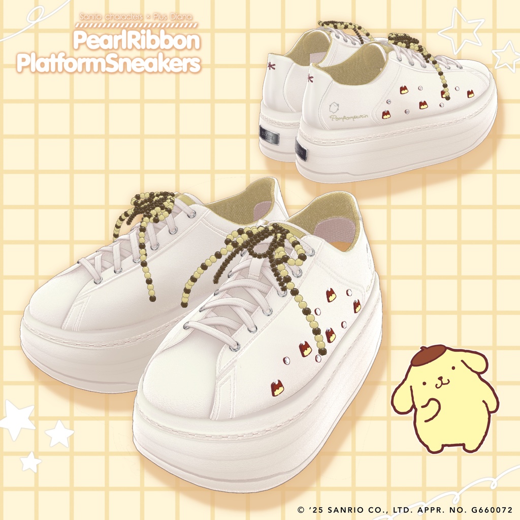【サンリオキャラクターズ×プラスダイアナ】パールリボン厚底プラットフォームスニーカー【20アバター対応】