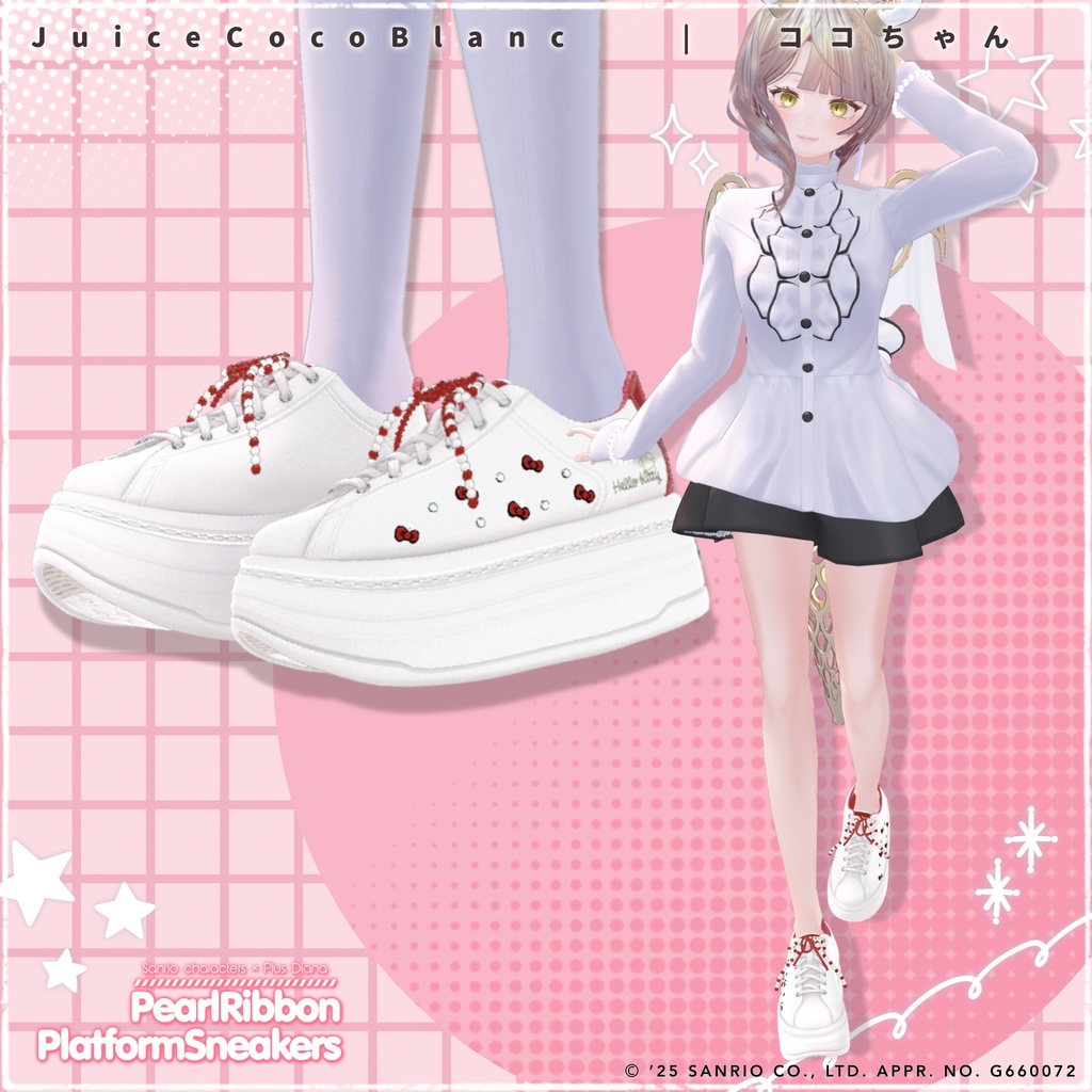 【サンリオキャラクターズ×プラスダイアナ】パールリボン厚底プラットフォームスニーカー【20アバター対応】