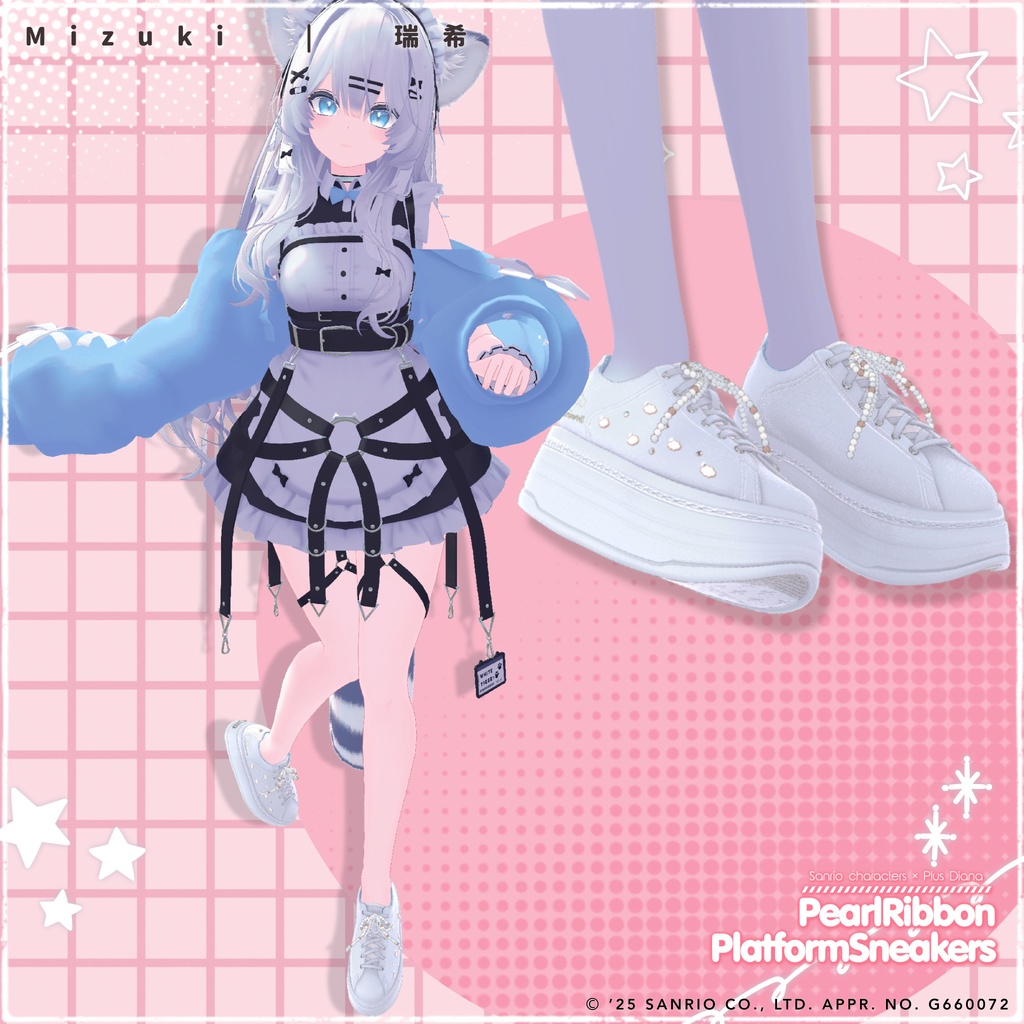 【サンリオキャラクターズ×プラスダイアナ】パールリボン厚底プラットフォームスニーカー【20アバター対応】