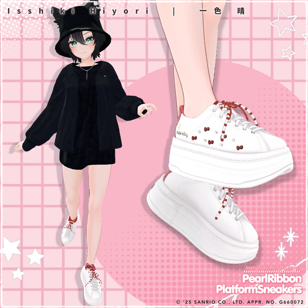【サンリオキャラクターズ×プラスダイアナ】パールリボン厚底プラットフォームスニーカー【20アバター対応】