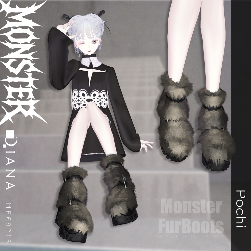 【Vketコラボ】モンスターファーブーツ-MONSTER FUR BOOTS【16アバター対応】