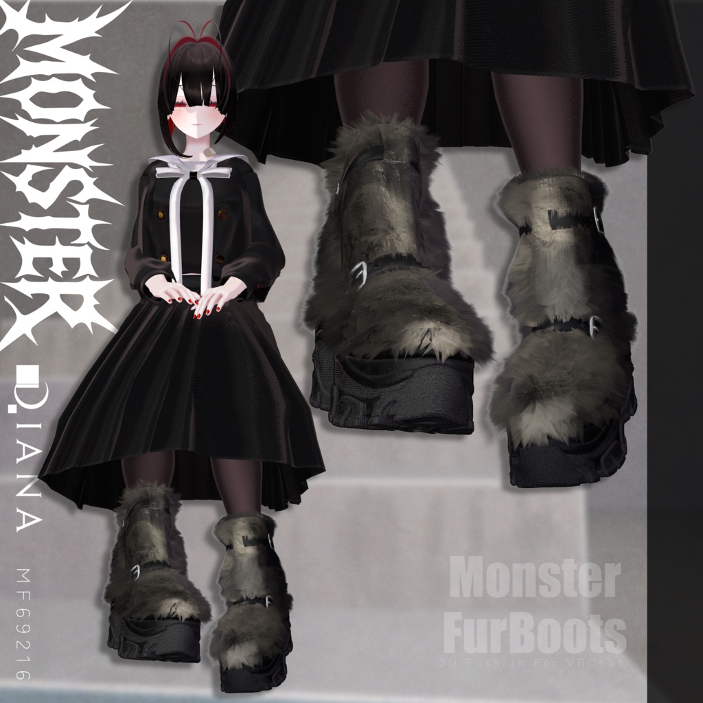 【Vketコラボ】モンスターファーブーツ-MONSTER FUR BOOTS【19アバター対応】