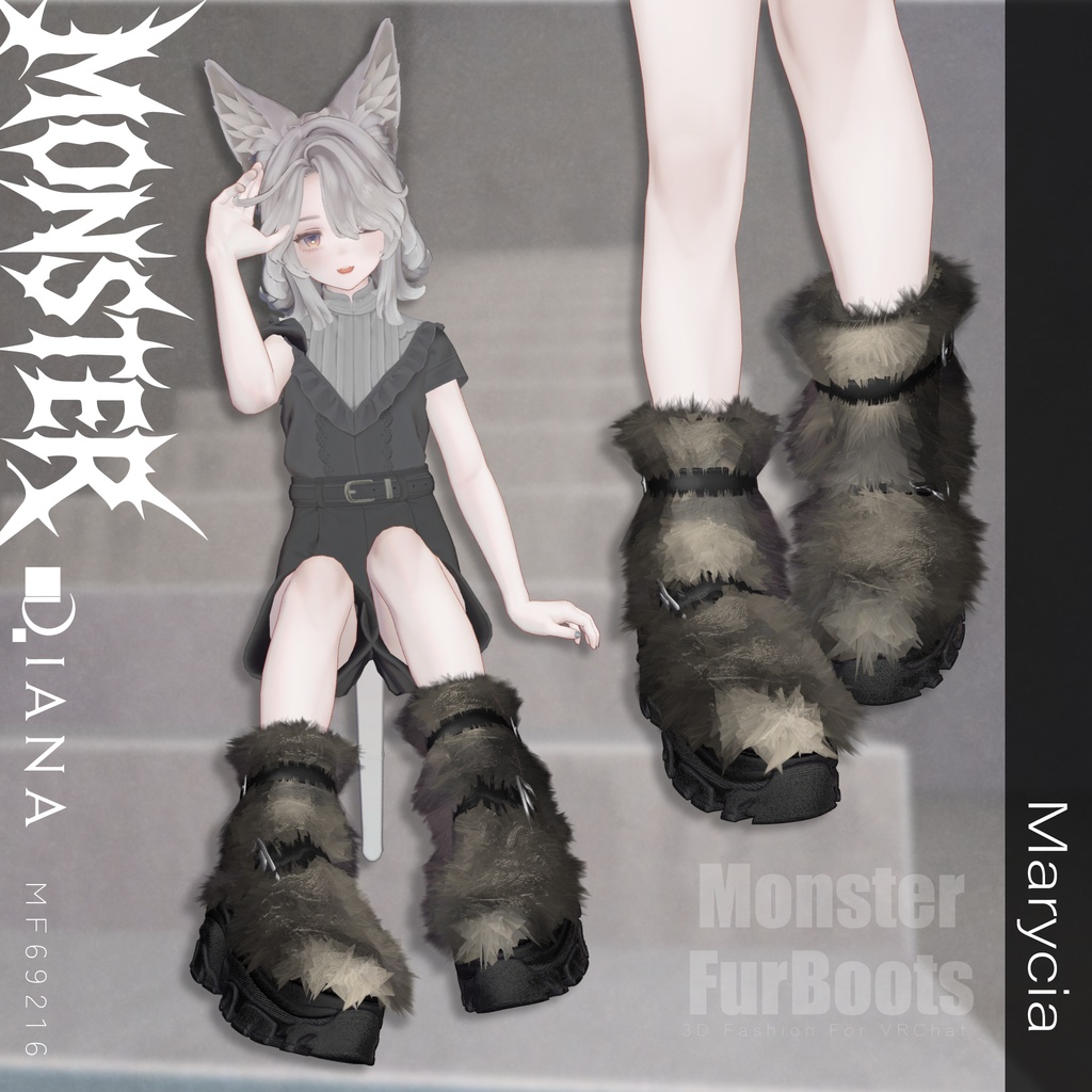 【Vketコラボ】モンスターファーブーツ-MONSTER FUR BOOTS【16アバター対応】