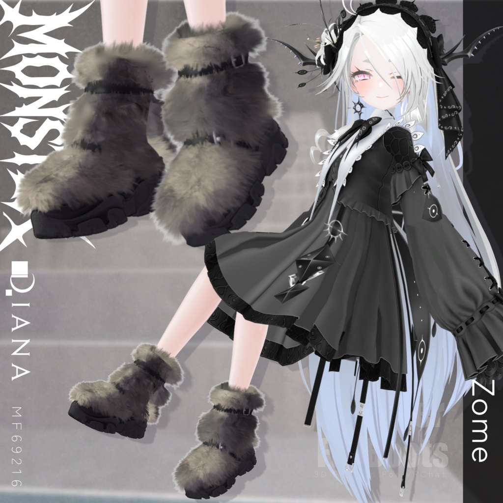 【Vketコラボ】モンスターファーブーツ-MONSTER FUR BOOTS【17アバター対応】