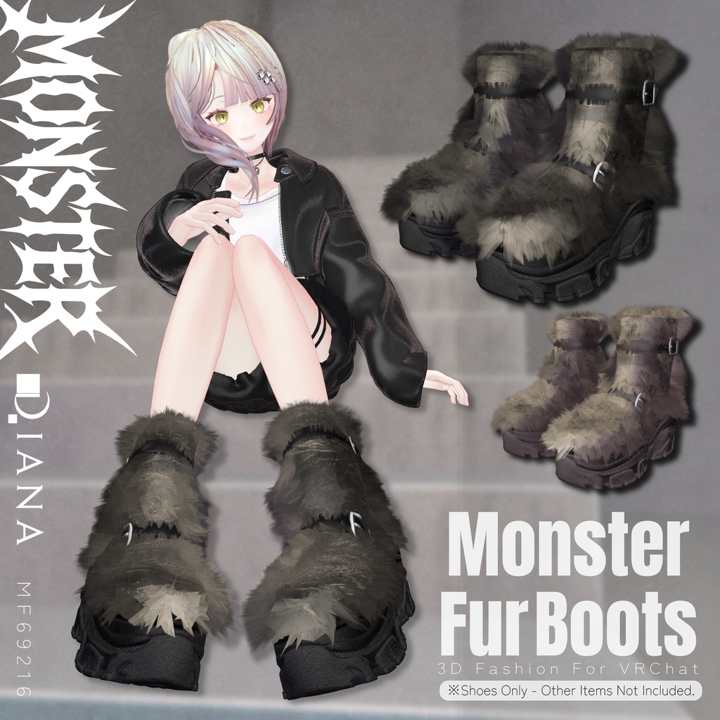 【Vketコラボ】モンスターファーブーツ-MONSTER FUR BOOTS【16アバター対応】
