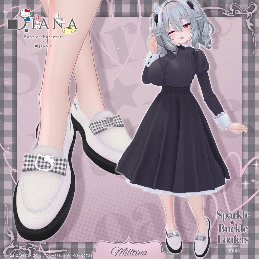 【サンリオキャラクターズ×アルテミスバイダイアナ】キラキラバックル付きローファー【22アバター対応】