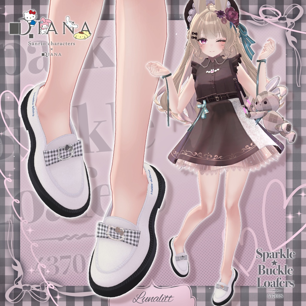 【サンリオキャラクターズ×アルテミスバイダイアナ】キラキラバックル付きローファー【22アバター対応】