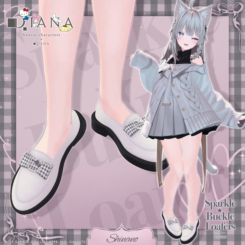 【サンリオキャラクターズ×アルテミスバイダイアナ】キラキラバックル付きローファー【22アバター対応】