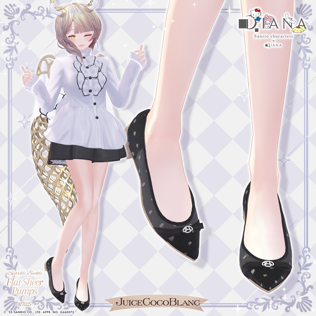 【サンリオキャラクターズ×アルテミスバイダイアナ】キラキラバックル付きフラットシアーパンプス【22アバター対応】