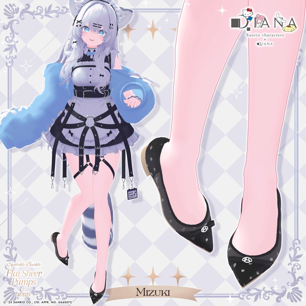 【サンリオキャラクターズ×アルテミスバイダイアナ】キラキラバックル付きフラットシアーパンプス【22アバター対応】