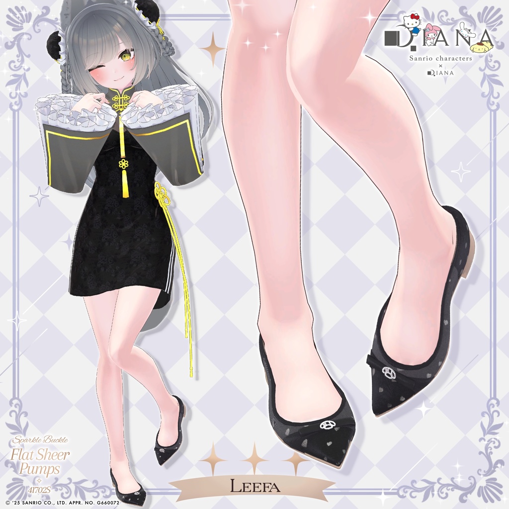 【サンリオキャラクターズ×アルテミスバイダイアナ】キラキラバックル付きフラットシアーパンプス【22アバター対応】