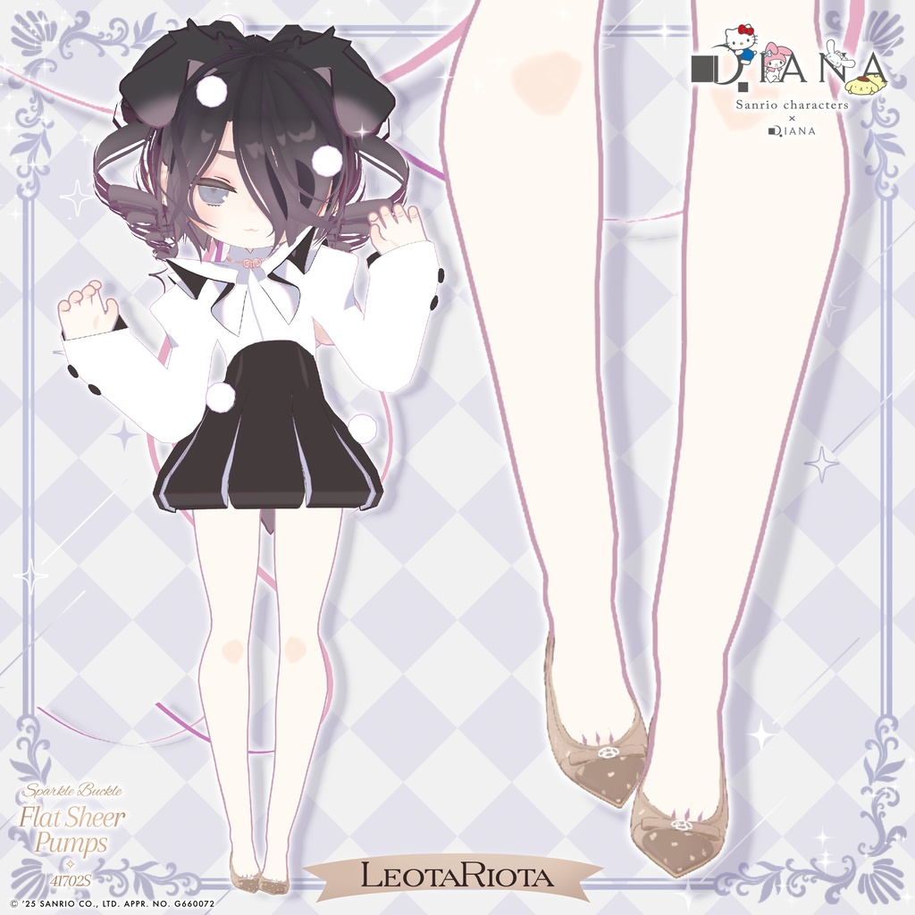 【サンリオキャラクターズ×アルテミスバイダイアナ】キラキラバックル付きフラットシアーパンプス【22アバター対応】