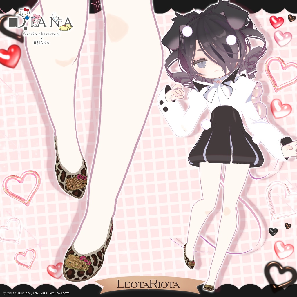 【サンリオキャラクターズ×クムウ_ダイアナ】ハローキティキラキラビジューフラットパンプス【22アバター対応】