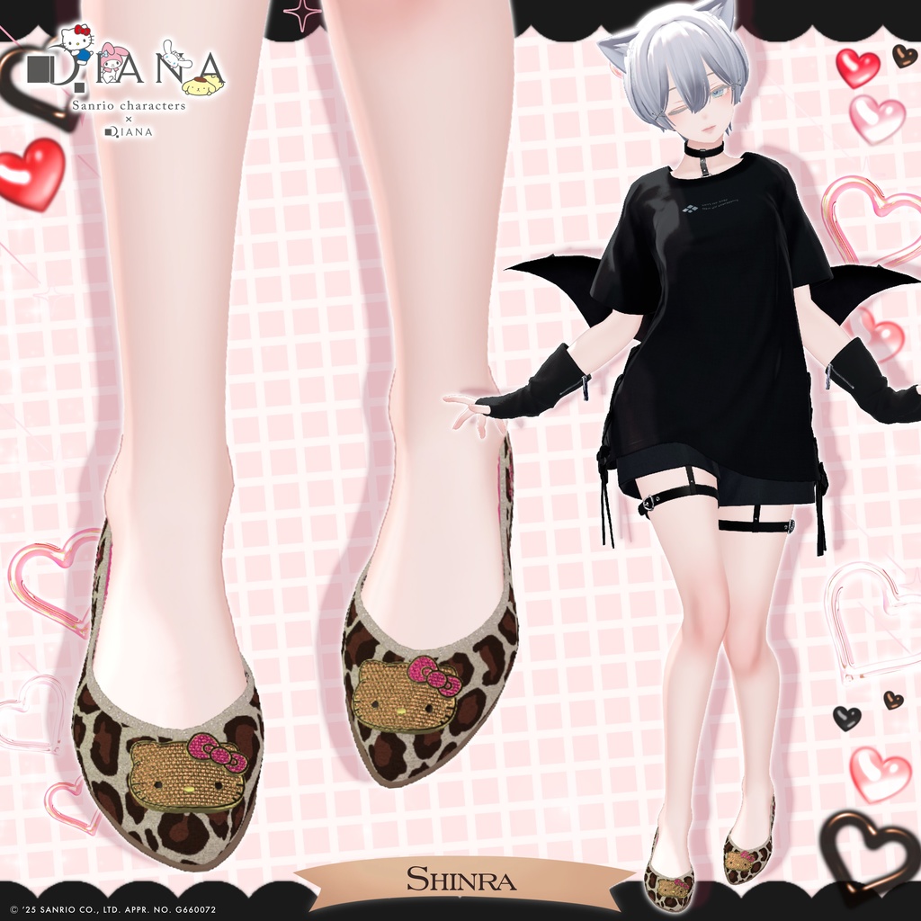 【サンリオキャラクターズ×クムウ_ダイアナ】ハローキティキラキラビジューフラットパンプス【22アバター対応】