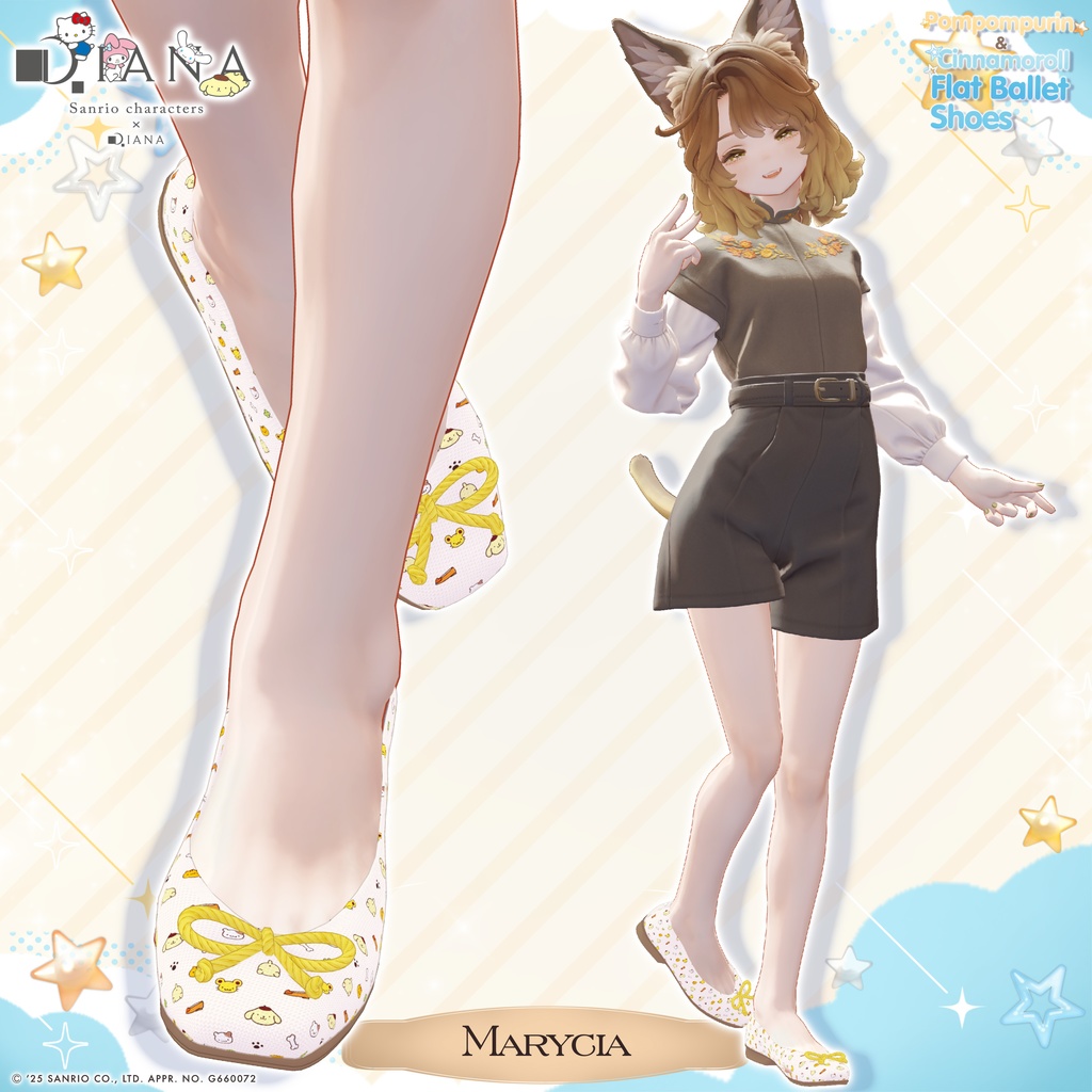 【サンリオキャラクターズ×クムウ_ダイアナ】ポムポムプリン&シナモロールとお友達のフラットバレエ【22アバター対応】