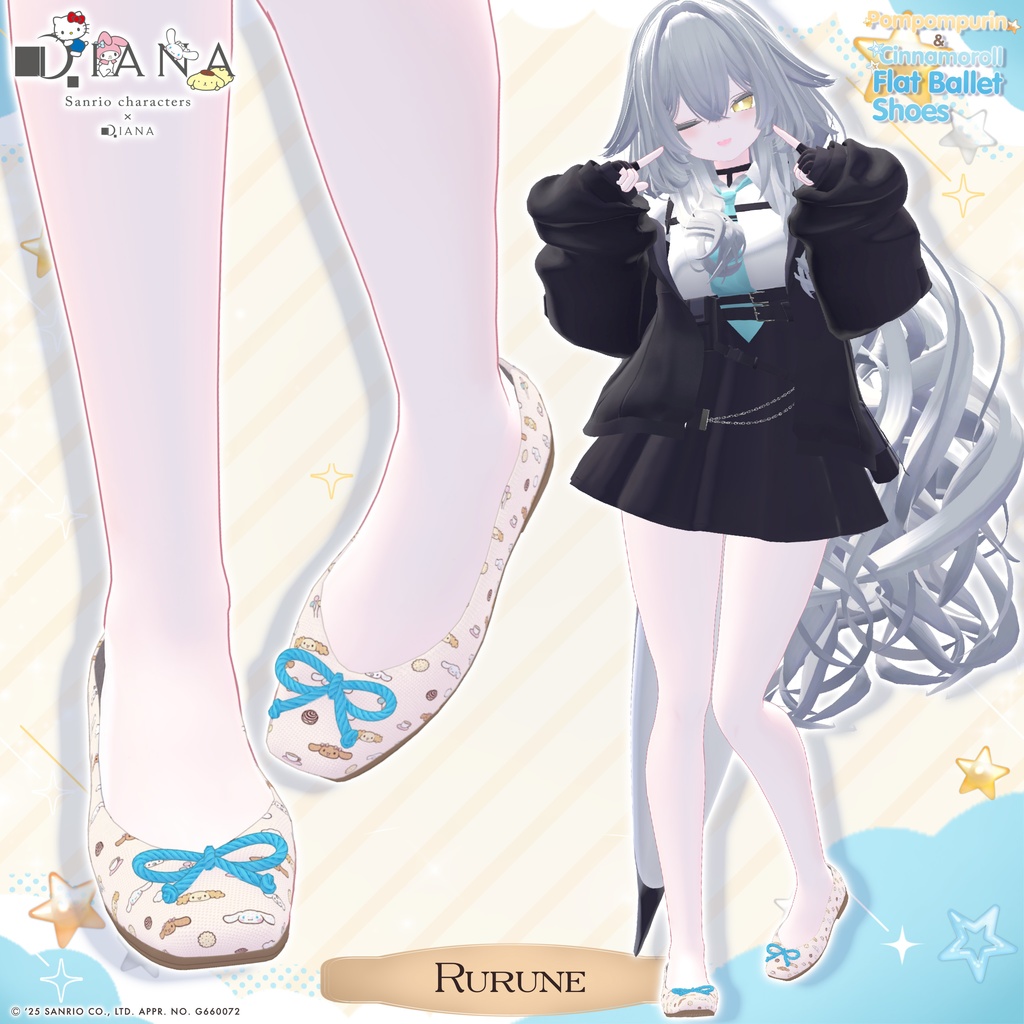 【サンリオキャラクターズ×クムウ_ダイアナ】ポムポムプリン&シナモロールとお友達のフラットバレエ【22アバター対応】