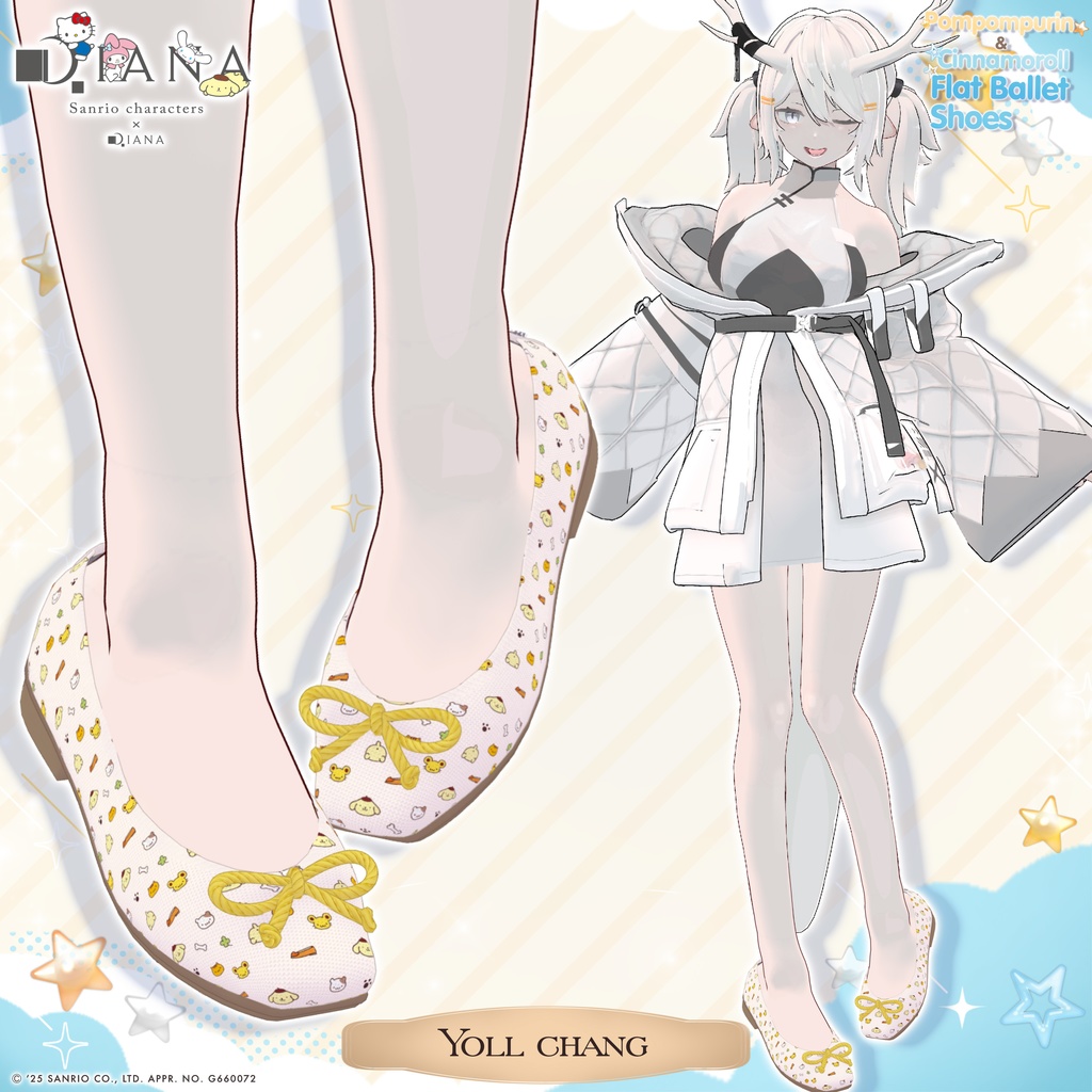 【サンリオキャラクターズ×クムウ_ダイアナ】ポムポムプリン&シナモロールとお友達のフラットバレエ【22アバター対応】