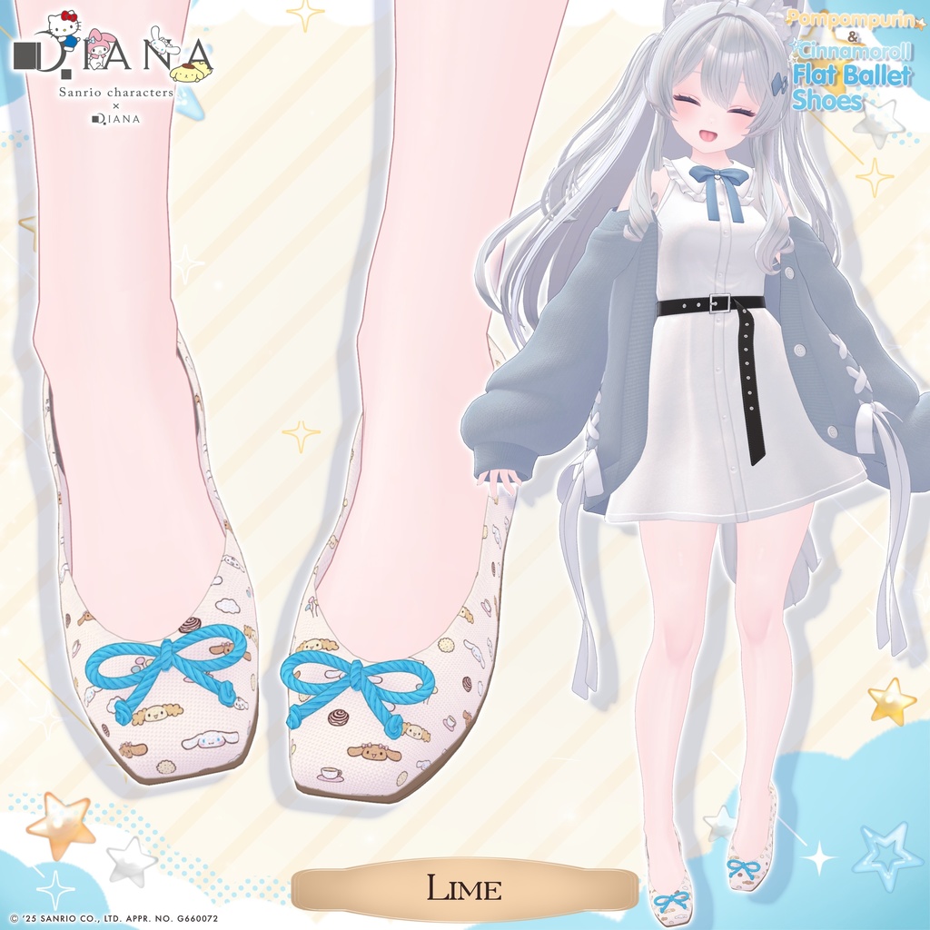 【サンリオキャラクターズ×クムウ_ダイアナ】ポムポムプリン&シナモロールとお友達のフラットバレエ【22アバター対応】