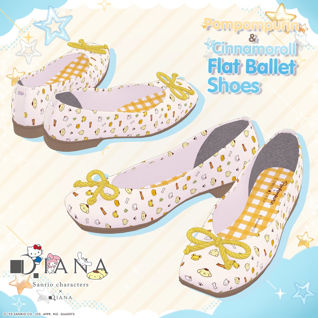 【サンリオキャラクターズ×クムウ_ダイアナ】ポムポムプリン&シナモロールとお友達のフラットバレエ【22アバター対応】
