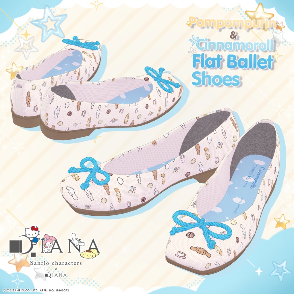 【サンリオキャラクターズ×クムウ_ダイアナ】ポムポムプリン&シナモロールとお友達のフラットバレエ【22アバター対応】