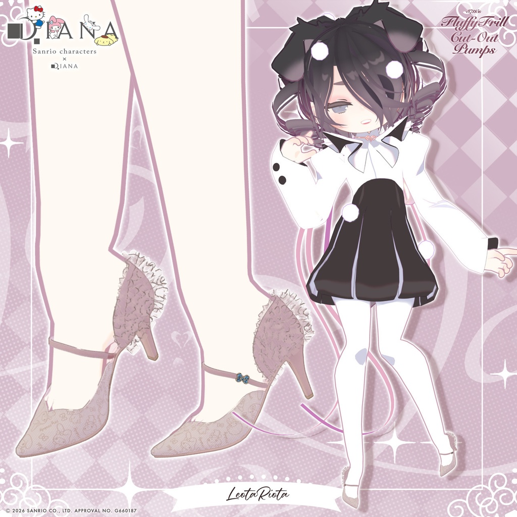 【マイメロディ×ダイアナ】ふわふわフリルオープンパンプス【22アバター対応】
