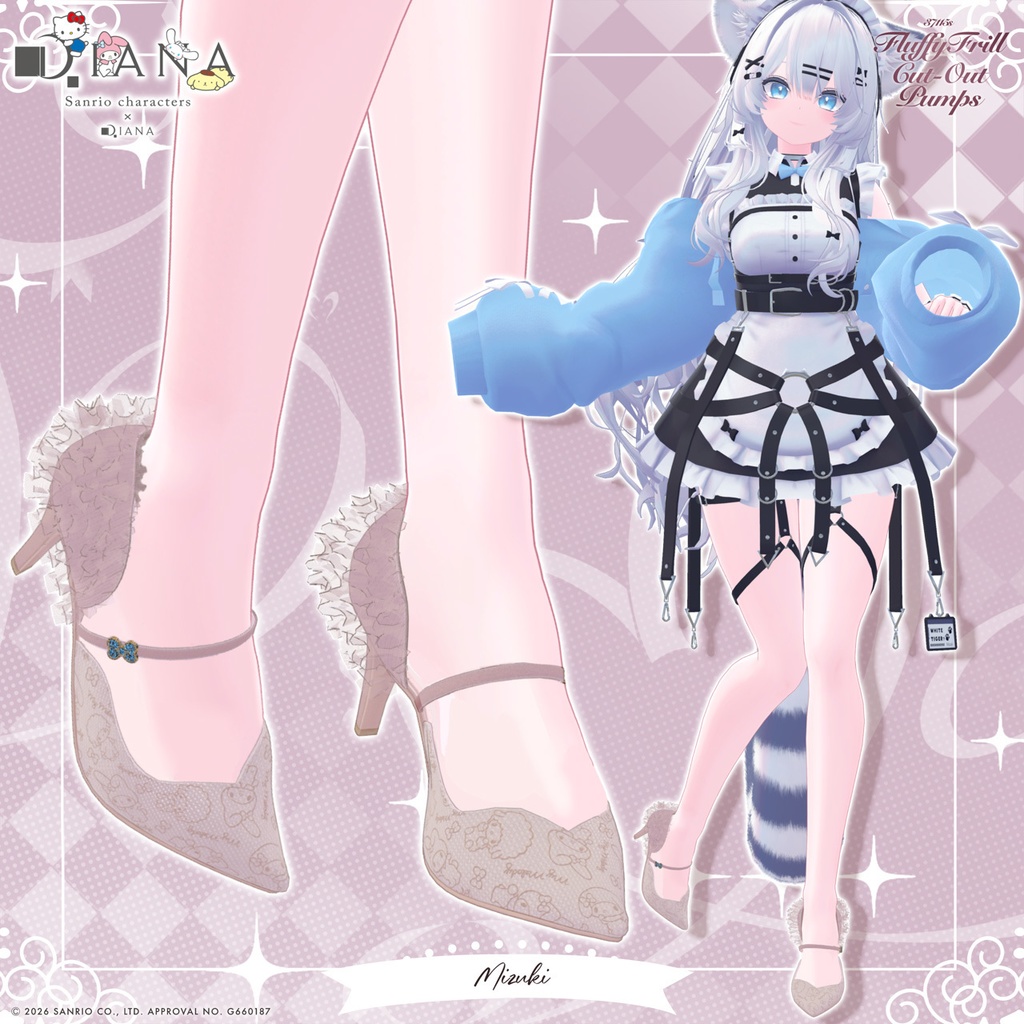 【マイメロディ×ダイアナ】ふわふわフリルオープンパンプス【22アバター対応】