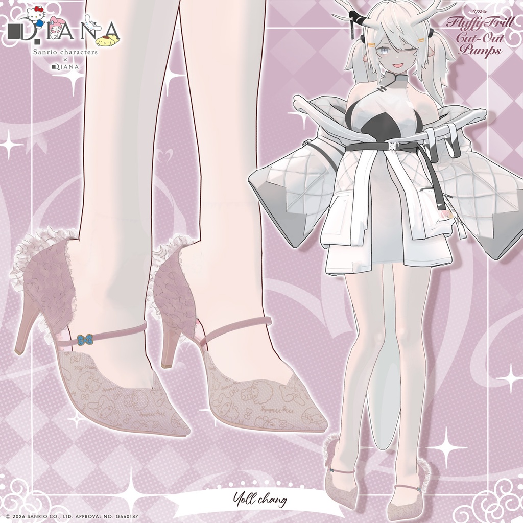 【マイメロディ×ダイアナ】ふわふわフリルオープンパンプス【22アバター対応】