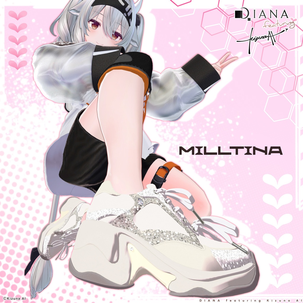 【DIANA featuring Kizuna AI】 無料配布☆ダブルリボンが可愛い♪ボリュームソールスニーカー【17アバター対応】