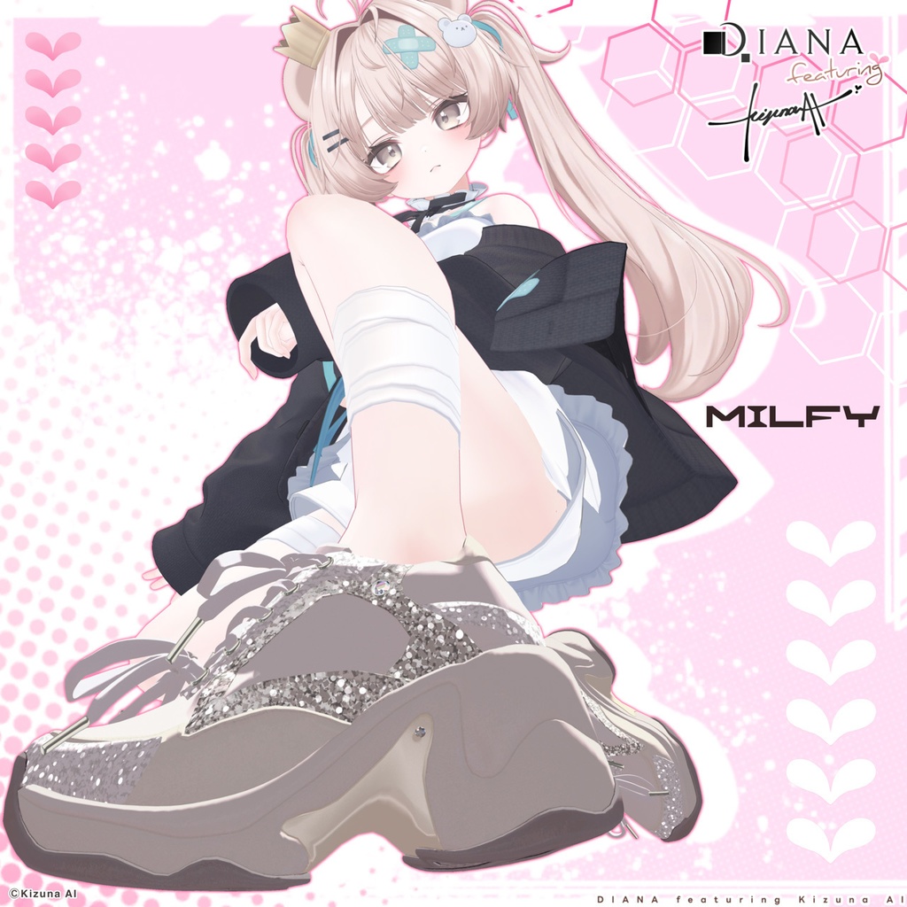 【DIANA featuring Kizuna AI】 無料配布☆ダブルリボンが可愛い♪ボリュームソールスニーカー【17アバター対応】